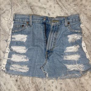 Lace up side Levi’s skirt